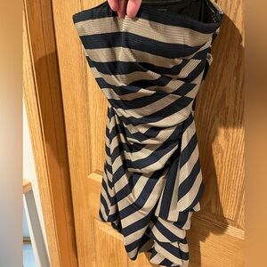 BCBGMaxAzria Blue and Cream Asymmetrical Dress